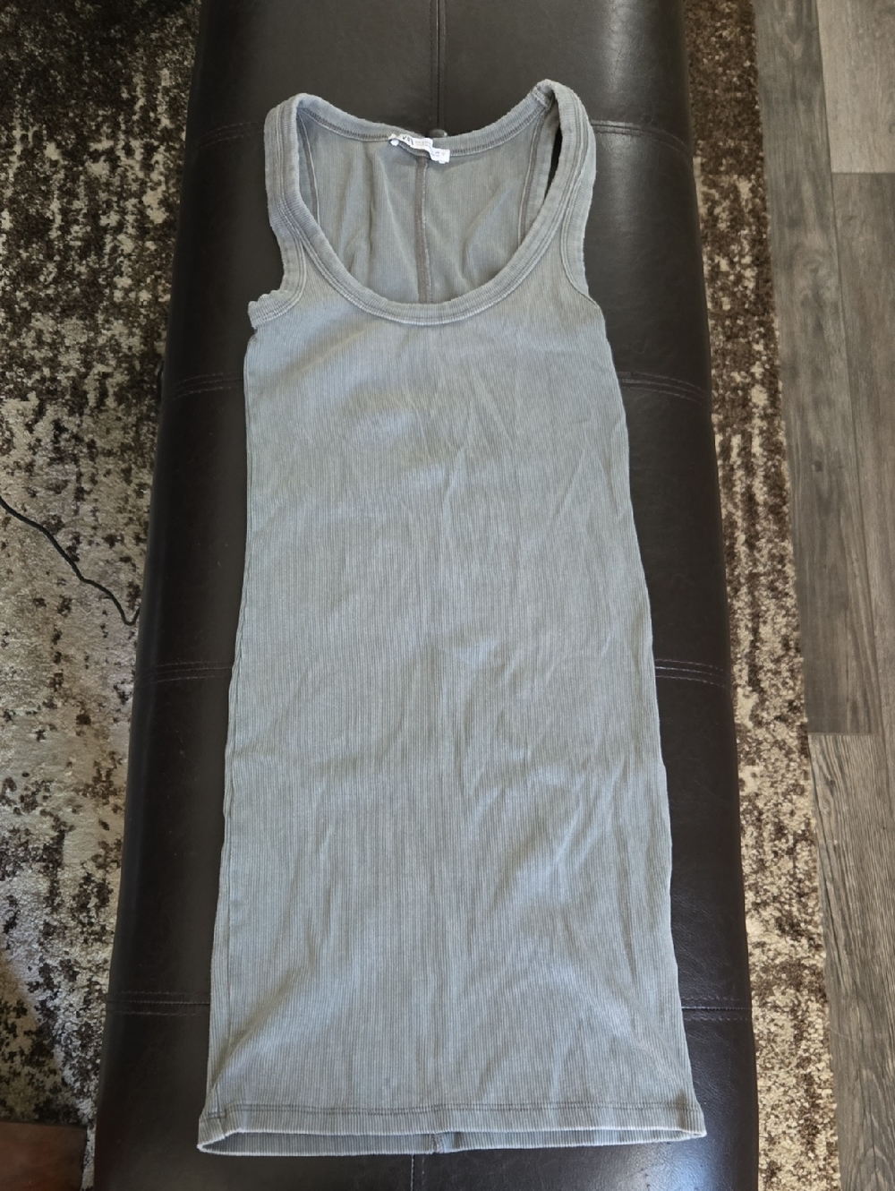 Zara Ribbed Tank Dress in Light Gray